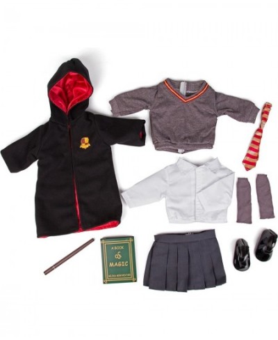 Deluxe Hermione Granger Inspired Costume Doll Clothes for Any 18" Dolls - 9pc Hogwarts Like School Uniform Includes Book Wand...