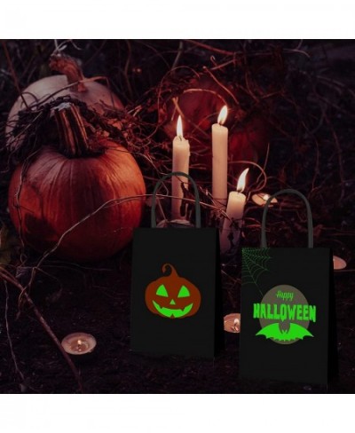 12 Pcs Halloween Paper Treat Bags Trick or Treat Halloween Candy Bags Glow in The Dark Bags with Handles for Halloween Party ...