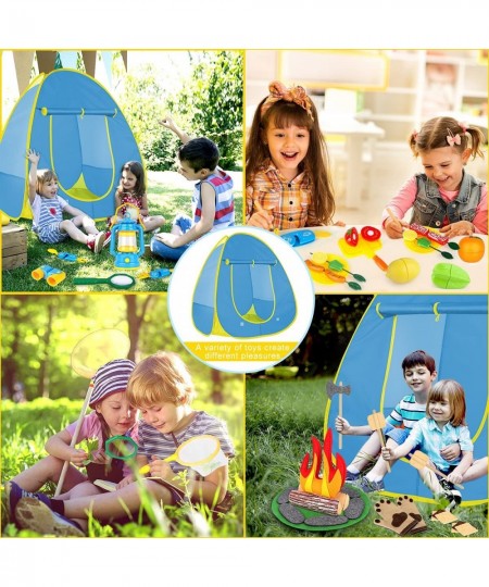 Kids Camping Play Tent Toys for 3 4 5 6 7 Year Old Boys Girls Pretend Play with Campfire / Fruits/ BBQ/ Exploration Bug Catch...