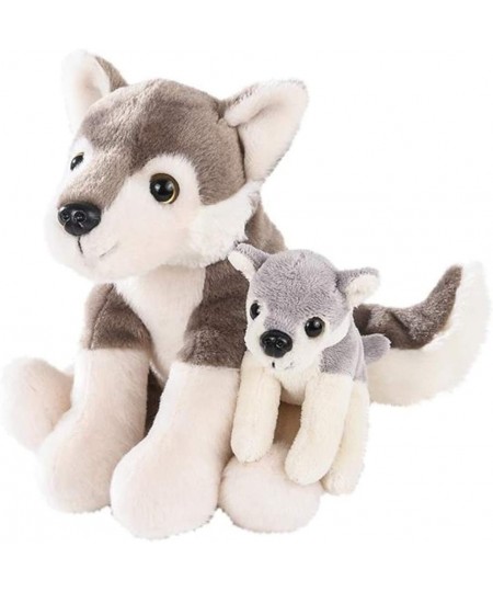 Forest & Twelfth Mom and Baby Mini Wolf Stuffed Animals for Boys and Girls Baby Shower Decorations Nursery Decor Zoo Animals ...