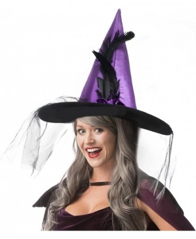 Magic Master Purple Witch Hat for Halloween Party Hats for Women & Girls Women's Witch Hats with Roses & Feathers(Purple) $18...