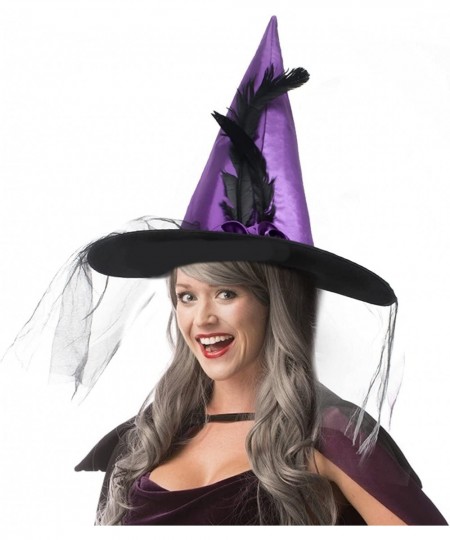 Magic Master Purple Witch Hat for Halloween Party Hats for Women & Girls Women's Witch Hats with Roses & Feathers(Purple) $18...