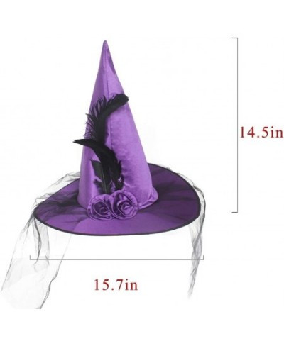 Magic Master Purple Witch Hat for Halloween Party Hats for Women & Girls Women's Witch Hats with Roses & Feathers(Purple) $18...