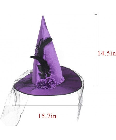 Magic Master Purple Witch Hat for Halloween Party Hats for Women & Girls Women's Witch Hats with Roses & Feathers(Purple) $18...