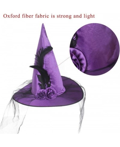 Magic Master Purple Witch Hat for Halloween Party Hats for Women & Girls Women's Witch Hats with Roses & Feathers(Purple) $18...