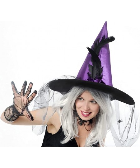 Magic Master Purple Witch Hat for Halloween Party Hats for Women & Girls Women's Witch Hats with Roses & Feathers(Purple) $18...