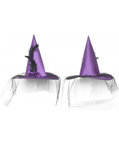 Magic Master Purple Witch Hat for Halloween Party Hats for Women & Girls Women's Witch Hats with Roses & Feathers(Purple) $18...