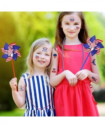 4th of July Decorations 130PCS Patriotic Party Favors Includes Temporary Tattoo Stickers Necklaces Pinwheels for Fourth of Ju...