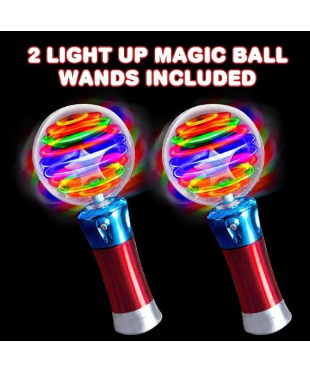 7.5 Inch Light Up Magic Ball Toy Wands for Kids Set of 2 Flashing LED Wands for Boys and Girls Thrilling Spinning Light Show ...