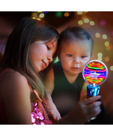 7.5 Inch Light Up Magic Ball Toy Wands for Kids Set of 2 Flashing LED Wands for Boys and Girls Thrilling Spinning Light Show ...