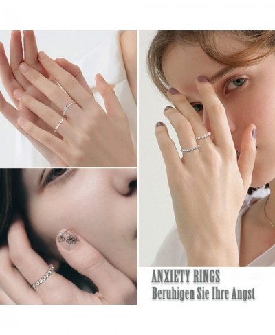 Anxiety Ring for Women Men 925 Sterling Silver Fidget Rings for Anxiety Anti Anxiety Rings with Beads Spinner Ring for Anxiet...