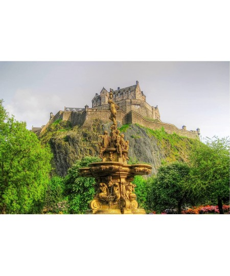 Jigsaw Puzzle 1000 Piece Edinburgh Castle Scotland Fountain Classic Puzzle DIY Kit Wooden Toy Unique Gift Home Decor $50.40 -...