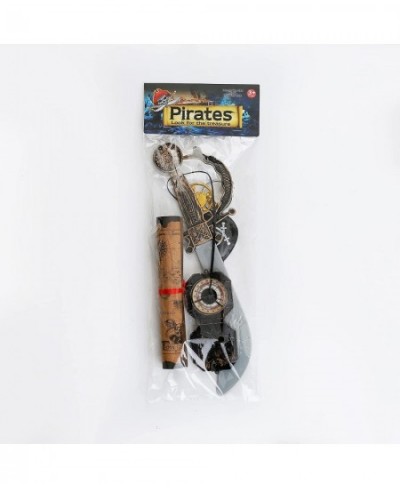 Pirate Role-Play Costume Set for kids with Pirate Sword Eye Patch Treasure Map Compass Gold Skull Earring and Silver Earring ...