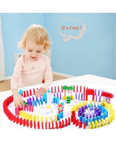 600 PCS Dominoes Set for Kids Wooden Domino Building Blocks 6 Colors Bulk Dominoes Racing Tiles Games with Extra 26 Add-on Bl...