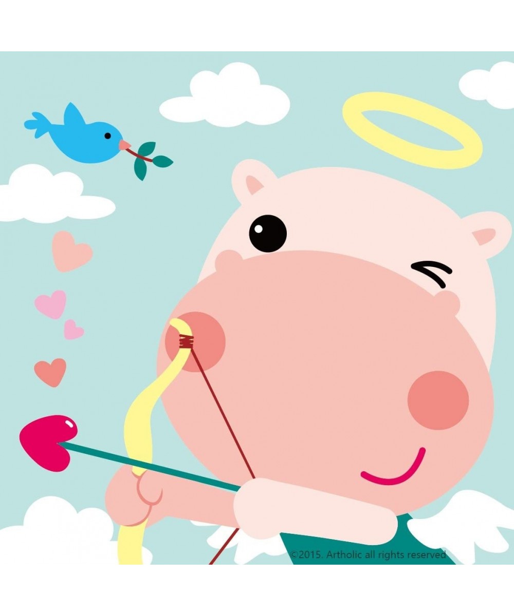 Diy oil painting paint by number kits for kids - Cute Hippo Angel 8"x8" (Framed Canvas) $17.99 - Craft Kits