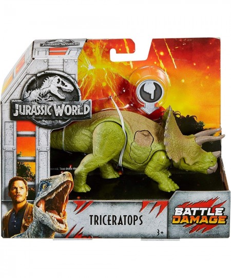 JURASSIC WORLD BATTLE DAMAGE Triceratops $64.17 - Kids' Play Dinosaur & Prehistoric Creature Figures