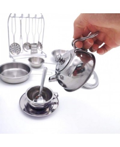 Junior Mini Kitchen Cook & Bake Toys Pretend Cook Food Cookware Stainless Steel Pots and Pans (Fit Little Tiny Hands) Play Se...