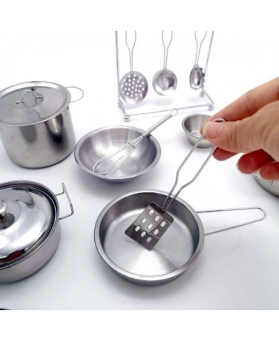 Junior Mini Kitchen Cook & Bake Toys Pretend Cook Food Cookware Stainless Steel Pots and Pans (Fit Little Tiny Hands) Play Se...