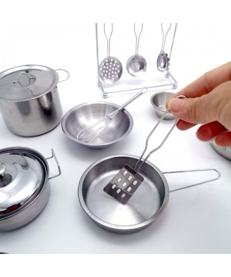 Junior Mini Kitchen Cook & Bake Toys Pretend Cook Food Cookware Stainless Steel Pots and Pans (Fit Little Tiny Hands) Play Se...