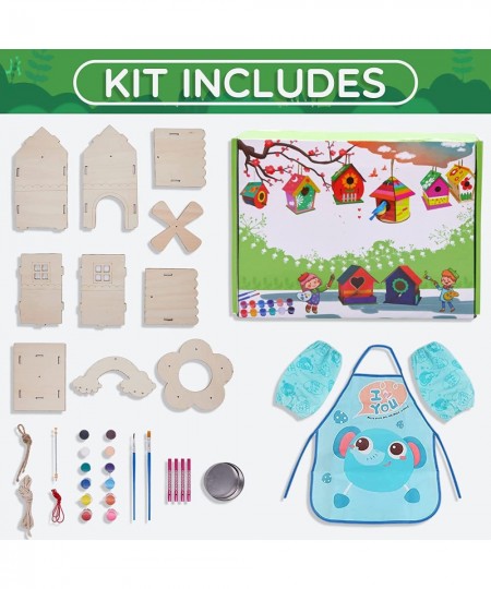 DIY Bird House Kit for Children to Build and Paint with Wind Chimes Bird Feeder Wooden Arts and Crafts for Kids Girls Boys $2...