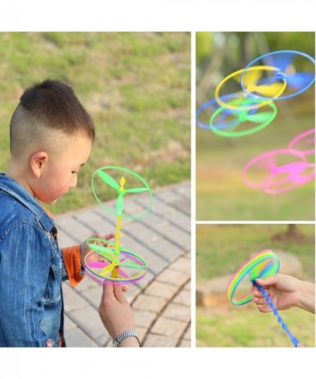 Flying Helicopter Toy 20 Pack Hand The Rotating Circle Helicopter Bamboo Dragonfly Hand Rub Plastic Propeller for Outdoor Toy...