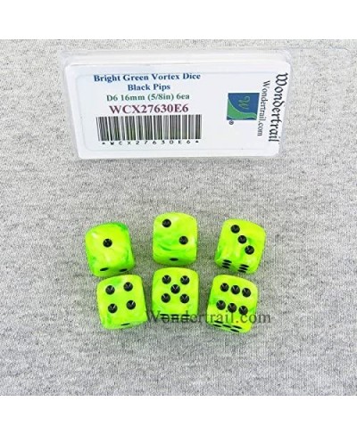 Bright Green Vortex Dice with Black Pips 16mm (5/8in) D6 Set of 6 WCX27630E6 $18.35 - Game Accessories