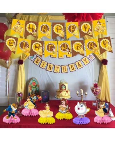 Beauty and the Beast Birthday Party Supplies Princess Belle Theme Table Decorations Honeycomb Centerpieces 3D Double Side for...