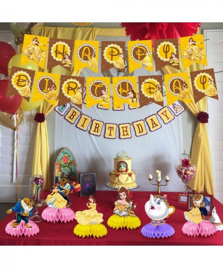 Beauty and the Beast Birthday Party Supplies Princess Belle Theme Table Decorations Honeycomb Centerpieces 3D Double Side for...