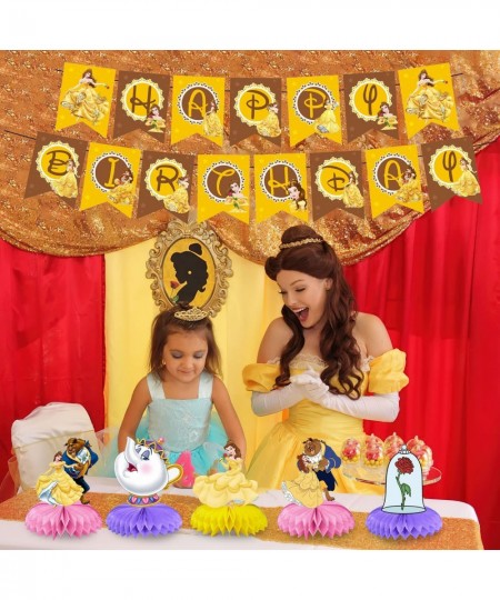 Beauty and the Beast Birthday Party Supplies Princess Belle Theme Table Decorations Honeycomb Centerpieces 3D Double Side for...