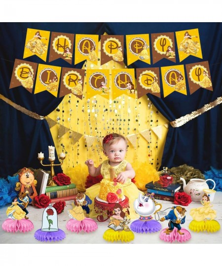 Beauty and the Beast Birthday Party Supplies Princess Belle Theme Table Decorations Honeycomb Centerpieces 3D Double Side for...