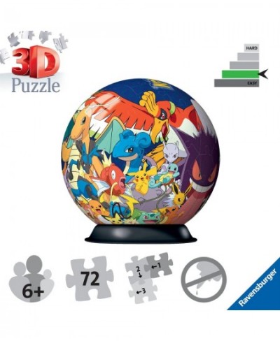 Pokemon 3D Jigsaw Puzzle Ball for Kids Age 6 Years Up - 72 Pieces $50.70 - 3-D Puzzles