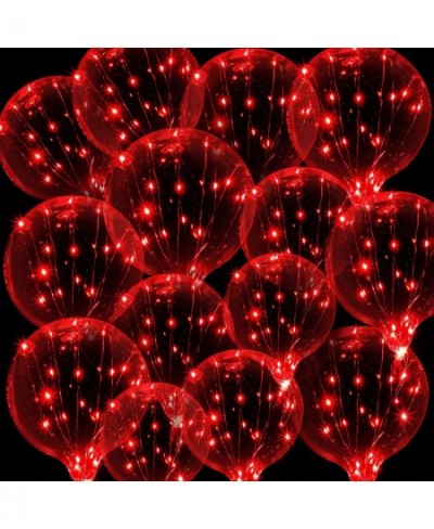 24 Packs Valentines Red Light up Balloons 15 Inches LED Party Balloons Glow Balloons Decorations for Birthday Party with Stri...