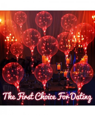 24 Packs Valentines Red Light up Balloons 15 Inches LED Party Balloons Glow Balloons Decorations for Birthday Party with Stri...