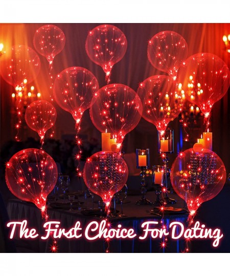 24 Packs Valentines Red Light up Balloons 15 Inches LED Party Balloons Glow Balloons Decorations for Birthday Party with Stri...