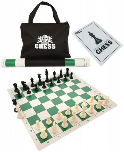 Best Value Tournament Chess Set - Staunton Chess Pieces and Green Roll-Up Vinyl Chess Board $43.18 - Board Games