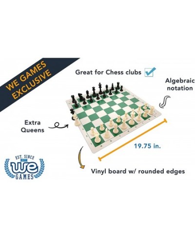 Best Value Tournament Chess Set - Staunton Chess Pieces and Green Roll-Up Vinyl Chess Board $43.18 - Board Games