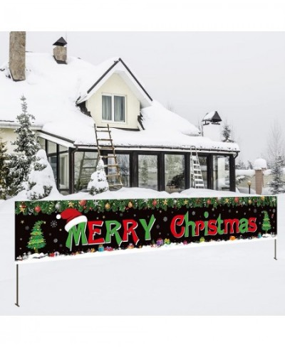 Large Christmas Banner Durable Fabric Banner Decorations for Outdoor Indoor Christmas & New Year Party Supplies- Black $16.00...