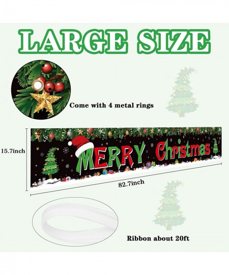 Large Christmas Banner Durable Fabric Banner Decorations for Outdoor Indoor Christmas & New Year Party Supplies- Black $16.00...