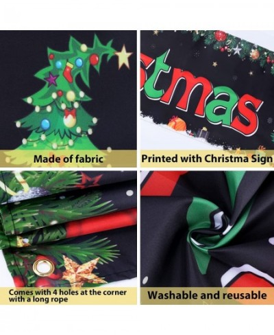 Large Christmas Banner Durable Fabric Banner Decorations for Outdoor Indoor Christmas & New Year Party Supplies- Black $16.00...