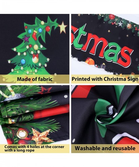 Large Christmas Banner Durable Fabric Banner Decorations for Outdoor Indoor Christmas & New Year Party Supplies- Black $16.00...