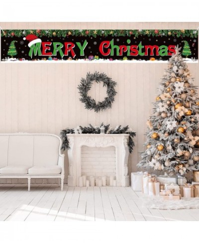 Large Christmas Banner Durable Fabric Banner Decorations for Outdoor Indoor Christmas & New Year Party Supplies- Black $16.00...