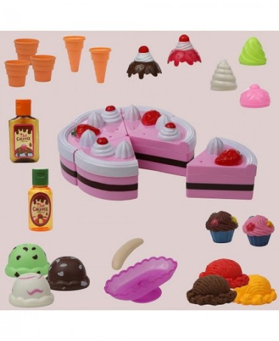 Ice Cream Toy Playset for Kids - Frozen Dessert Food Kitchen Set with Cake Ice Cream Scoops Cones and Accessories (58 Pieces)...