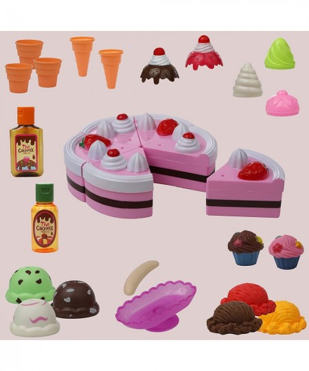 Ice Cream Toy Playset for Kids - Frozen Dessert Food Kitchen Set with Cake Ice Cream Scoops Cones and Accessories (58 Pieces)...