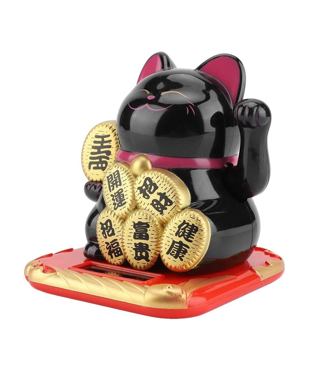 Fortune Cat Waving Arm Japanese Solar Powered Adorable Swing Lucky Beckoning Fortune Welcoming Cat for Home Shop (Black) $25....