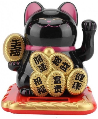 Fortune Cat Waving Arm Japanese Solar Powered Adorable Swing Lucky Beckoning Fortune Welcoming Cat for Home Shop (Black) $25....