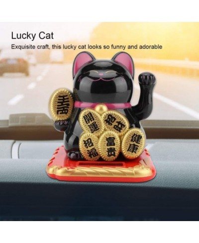 Fortune Cat Waving Arm Japanese Solar Powered Adorable Swing Lucky Beckoning Fortune Welcoming Cat for Home Shop (Black) $25....