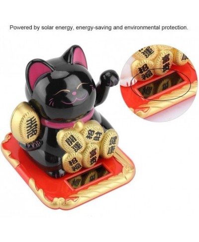 Fortune Cat Waving Arm Japanese Solar Powered Adorable Swing Lucky Beckoning Fortune Welcoming Cat for Home Shop (Black) $25....