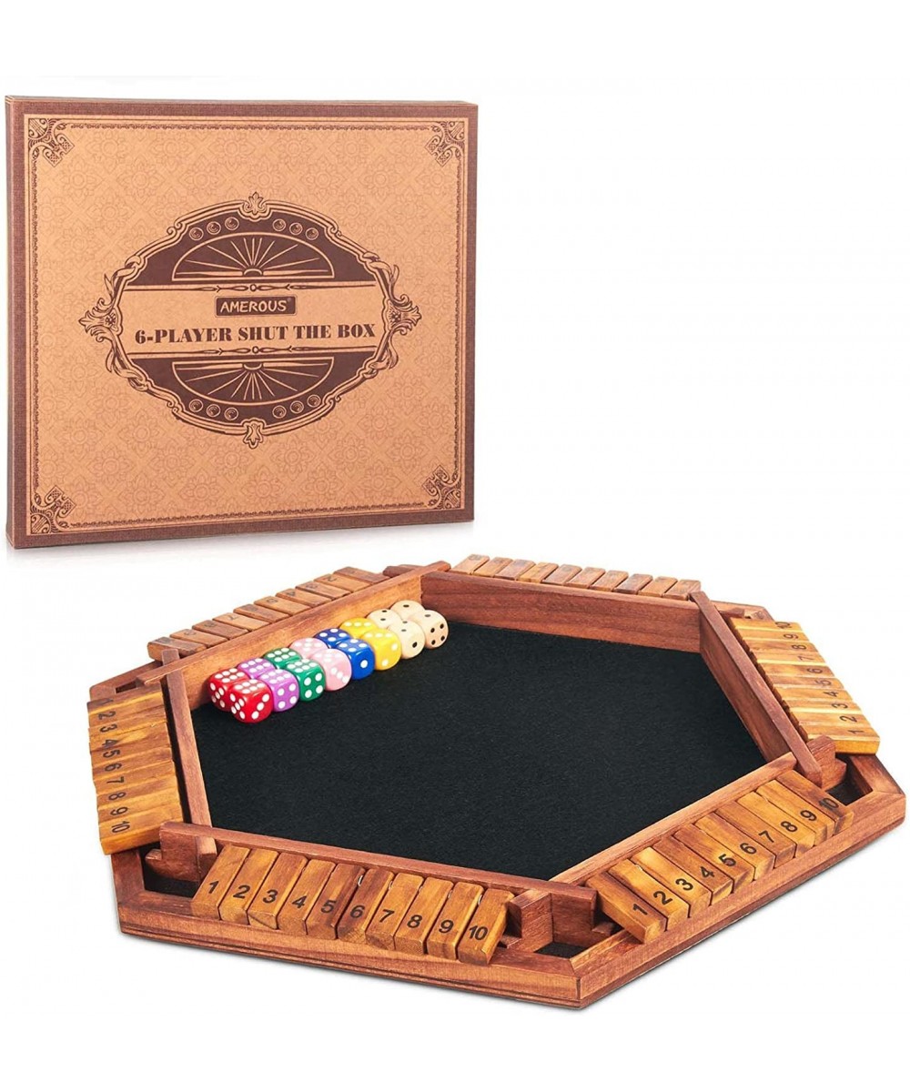 Upgraded 1-6 Players Shut The Box Dice Game Wooden Board Table Math Game with 16 Dice Shut-The-Box Rules Gift Box Packed Boar...