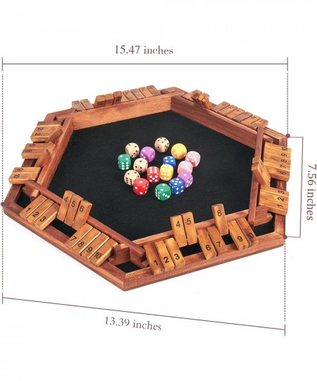 Upgraded 1-6 Players Shut The Box Dice Game Wooden Board Table Math Game with 16 Dice Shut-The-Box Rules Gift Box Packed Boar...