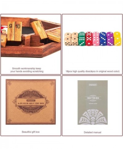 Upgraded 1-6 Players Shut The Box Dice Game Wooden Board Table Math Game with 16 Dice Shut-The-Box Rules Gift Box Packed Boar...